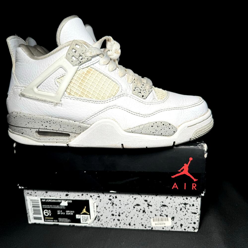 Size 5.5 - Nike Air Jordan 4 Retro GS White Oreo 2021 Shoes